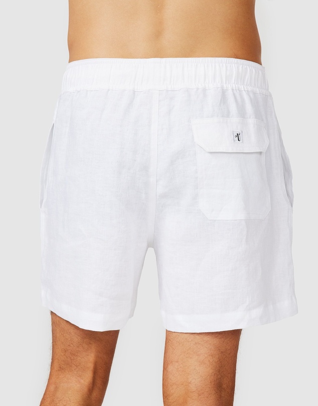 Vacay Swimwear - White Linen Shorts