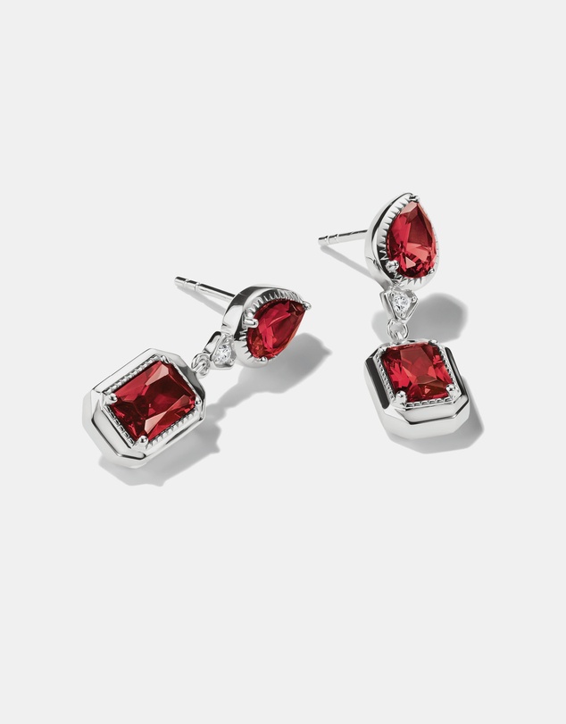 THOMAS SABO - THOMAS SABO Stud Earrings with Red Octagon Stones Silver