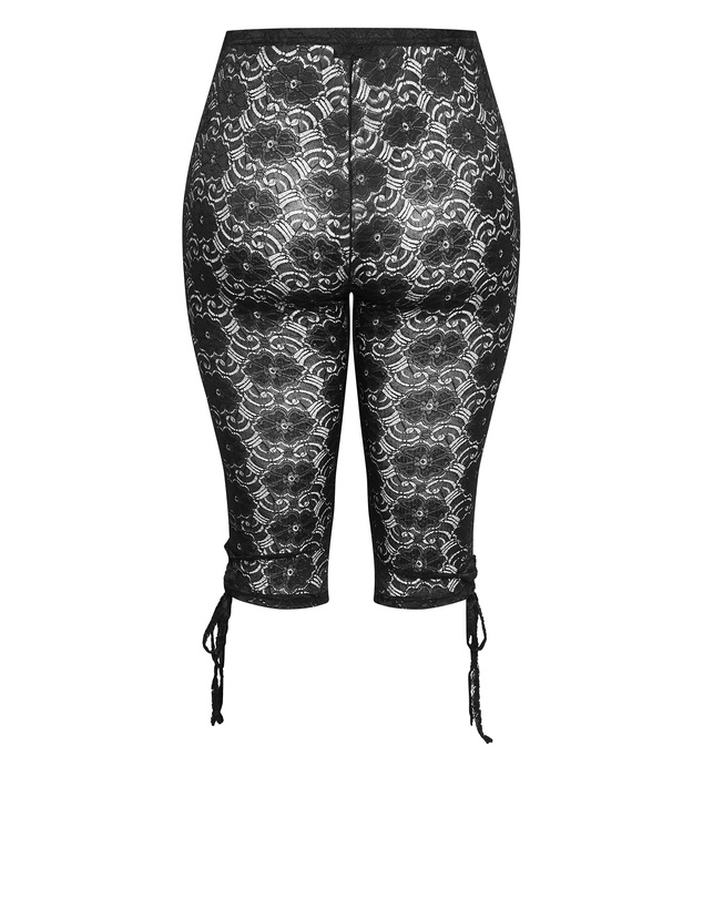 City Chic - Plus size Lace Capri Pant - black