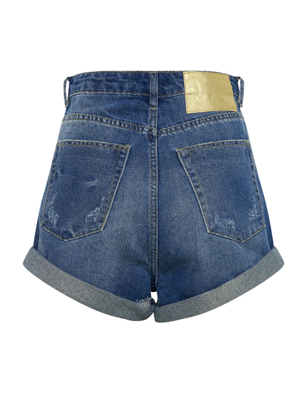 ONE TEASPOON - Shredded Gold Bandits High Waist Denim Shorts