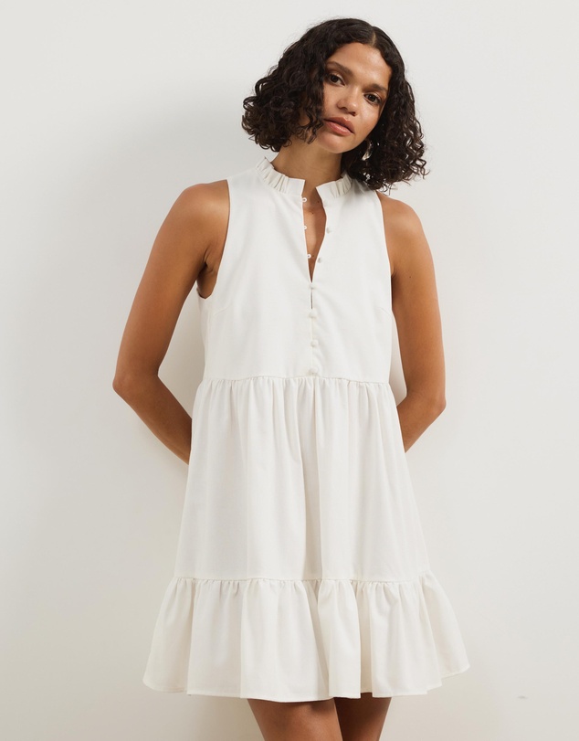 Atmos&Here - Aylah Tiered Linen Blend Mini Dress