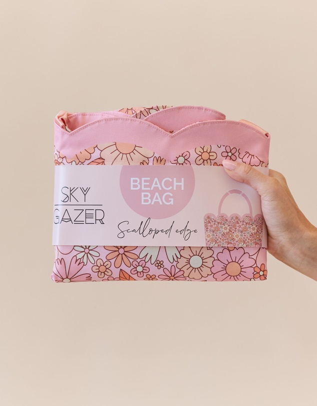 Sky Gazer - Scalloped Edge Beach Bag- Flower Power