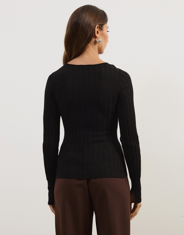 Atmos&Here - Rumi Long Sleeve Fitted Rib Knit Top