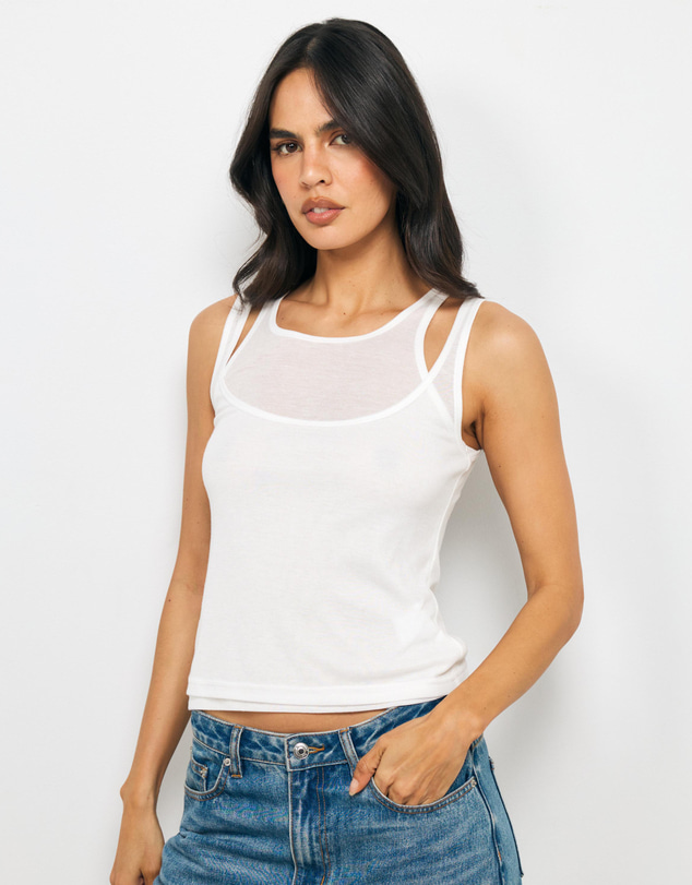 AERE - Semi Sheer Double Layered Tank