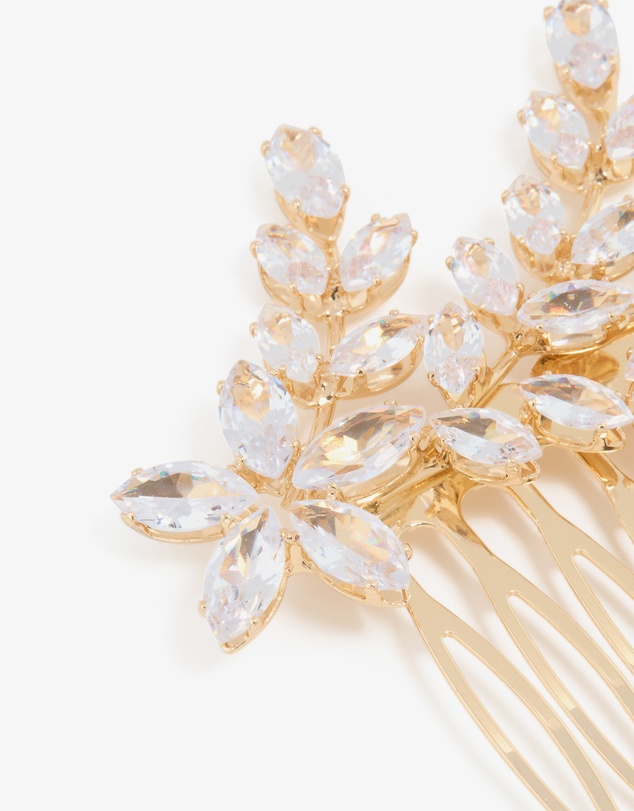 Lovisa - Gold Diamante Flower & Leaf Hair Comb