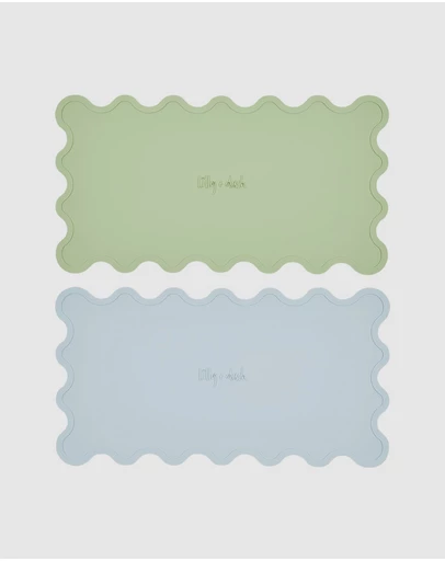 Lilly + Dash - Dog & Cat Wave Placemats - Mint Green & Sky Blue