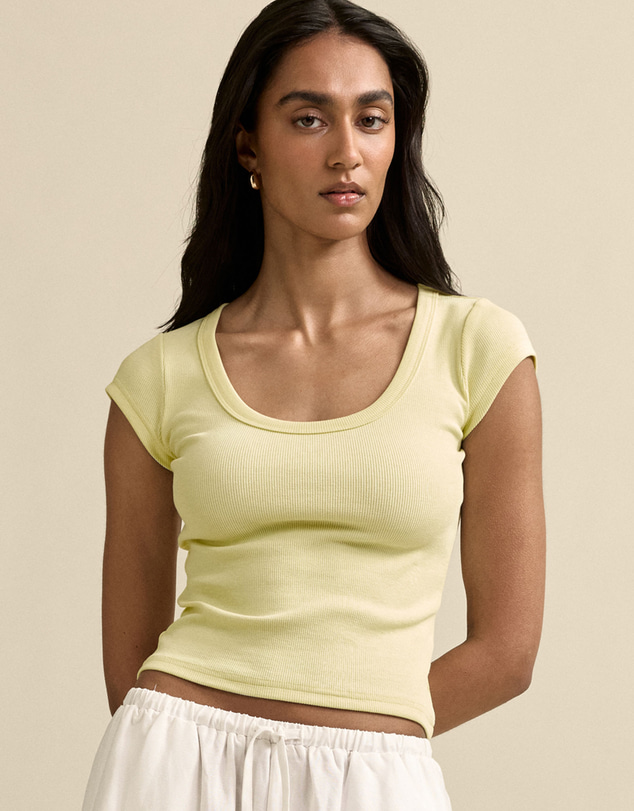 MVN - Ribbed Scoop Neck Top