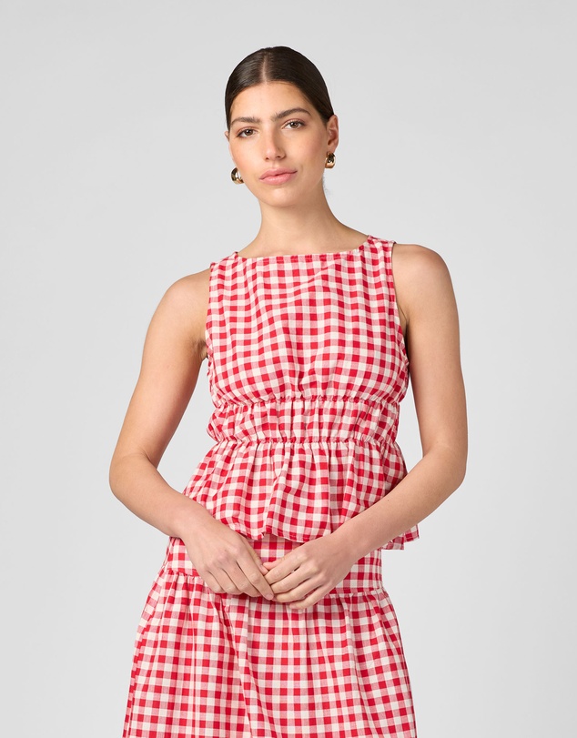 MVN - Gingham Cinched Top