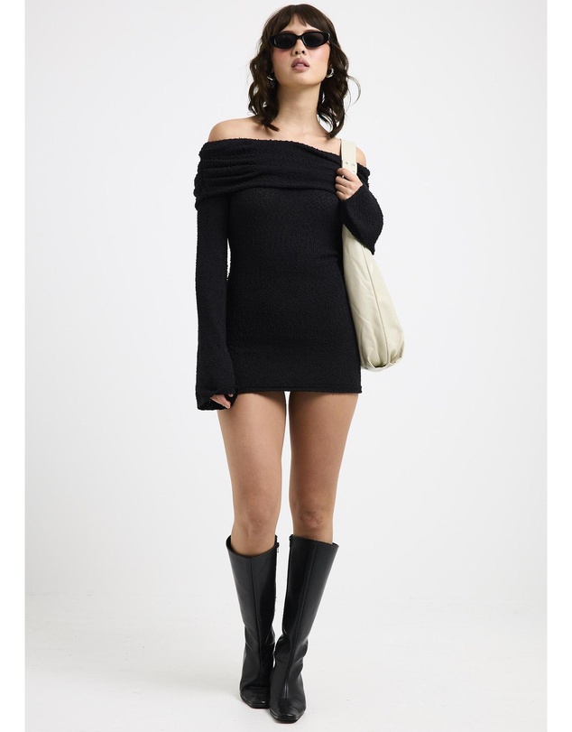 Alice In The Eve - Naya Boucle Off Shoulder Mini Dress