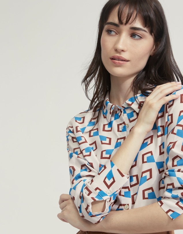 Oxford - Poppy Geo Print Shirt