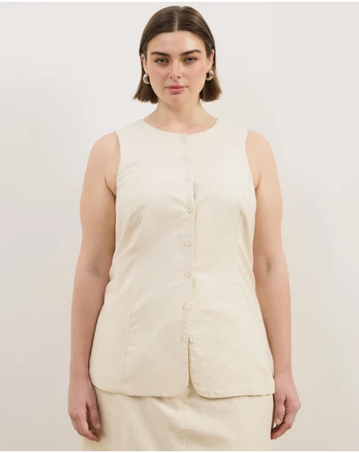 Atmos&Here Curvy - Heidi Linen Longline Vest