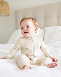 Grow Kindly - Warm Zippee Baby Romper in Oat Little Pod (0.5 TOG)