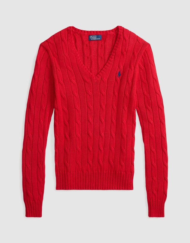 Polo Ralph Lauren - Cable-Knit Cotton V-Neck Sweater - The ICONIC Exclusive