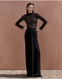 Carla Zampatti - Black Mesh Spot Contrast Gown