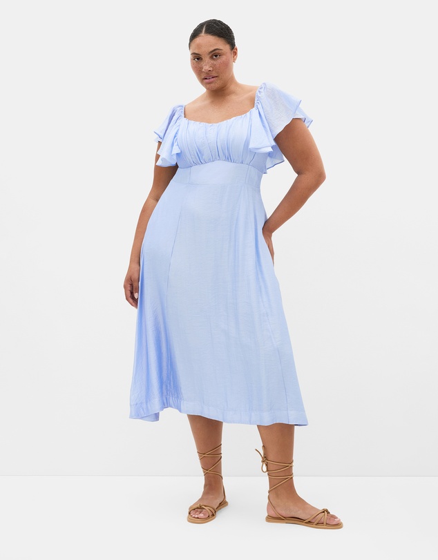 City Chic - Plus size Sherry Tie-Back Dress - sky blue