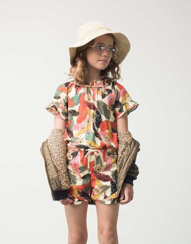 Like FLO - Feather Print Playsuit - Kids-Teens