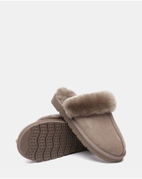 EVERAU - EverAU Ugg Muffin Slipper Suede Cow Suede Upper House Shoes