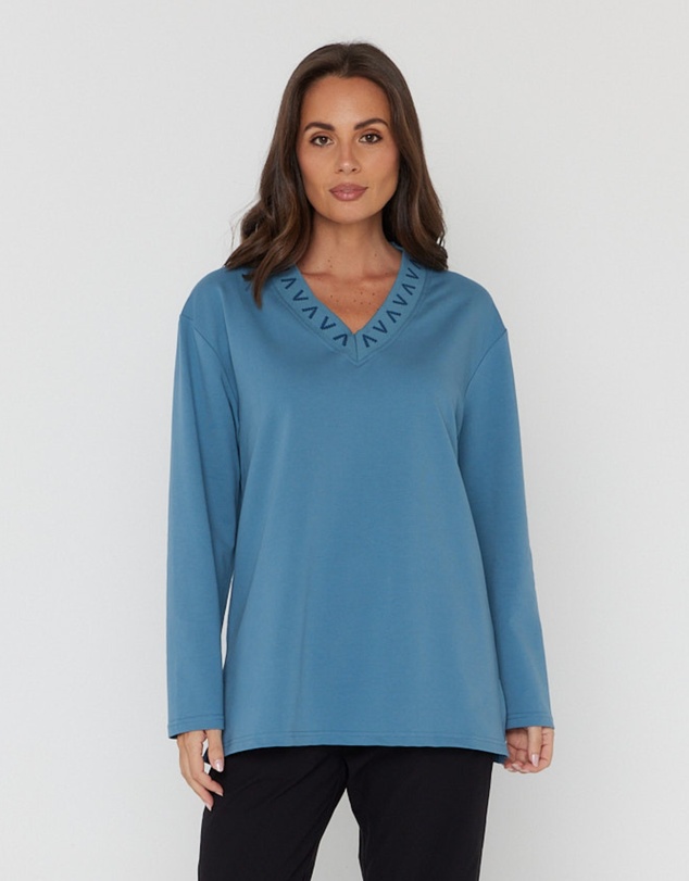 ALEXANDRA - Riess Long Sleeve Top Teal Blue