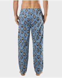 Mitch Dowd - Mens Grizzly Bear Flannel Pyjama Pant - Blue