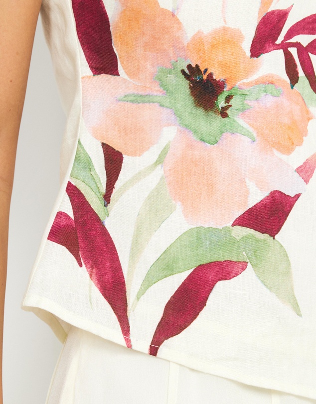 AERE - Winnie Asymmetric Floral Print Top