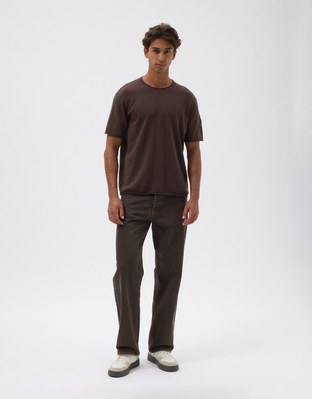 AERE - Linen Blend Rolled Hem Tee