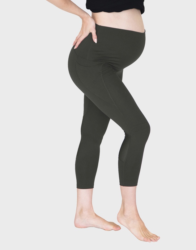 Angel Maternity - Maternity Workout 3/4 Length Legging - Khaki Green