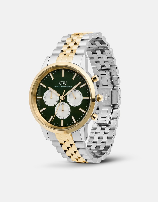 Daniel Wellington - Iconic Chronograph 42mm Arch 5-Link Emerald Panda Two-Tone