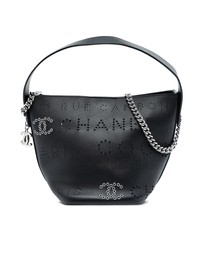 Pre-Loved by Azura Reborn - Pre-Loved Small Perforated Calfskin Logo Eyelet Bucket Bag