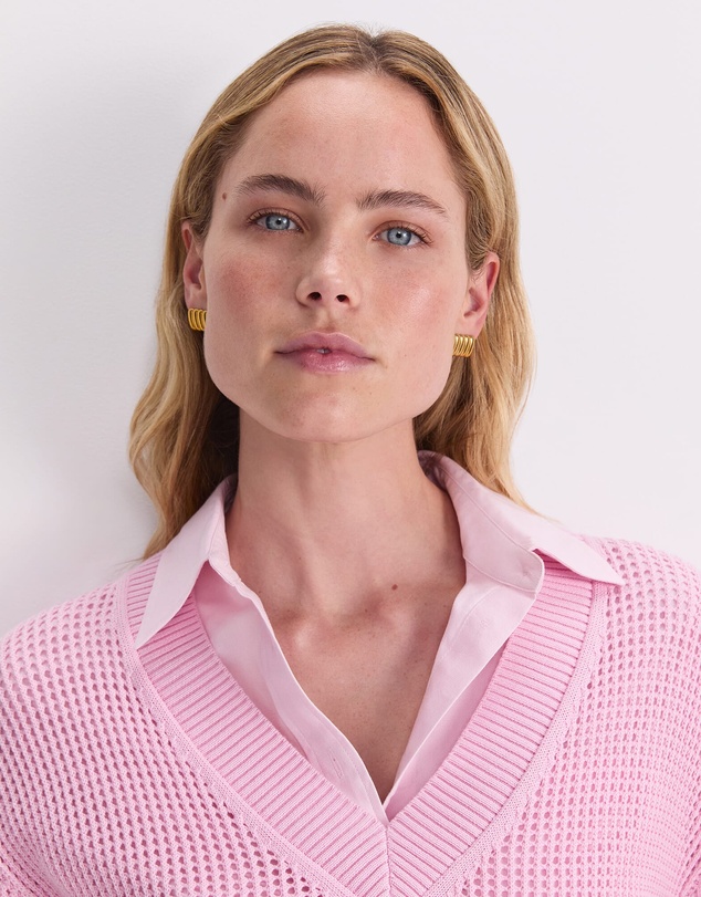 Sportscraft - Cotton Crochet V Neck Knit