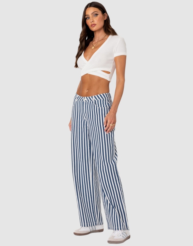 EDIKTED - Striped Low Rise Jeans