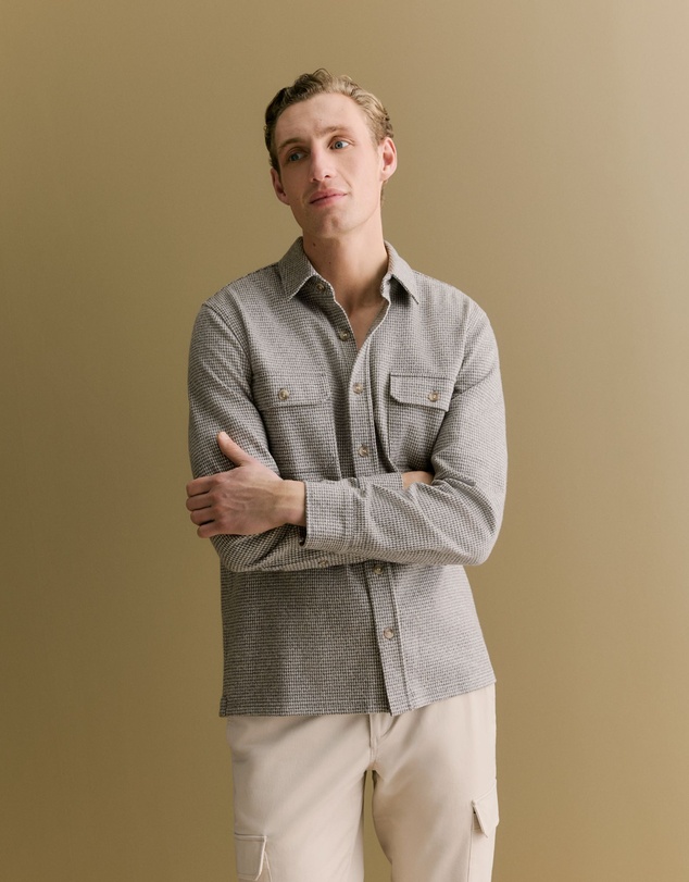 Trenery - Puppytooth Jacquard Overshirt in Asphalt