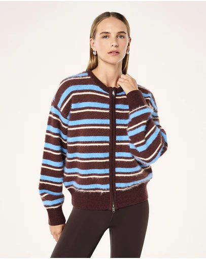 P.E Nation - Sable Stripe Knit Bomber Jacket