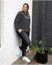 Love Your Wardrobe - LYW & Co Stripe Embroidered Sweat Top
