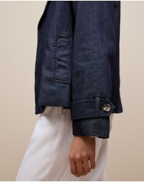 Trenery - Denim Cropped Trench in Indigo Rinse