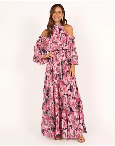 Petal & Pup - Hilary Pleated Maxi Dress - Pink Floral