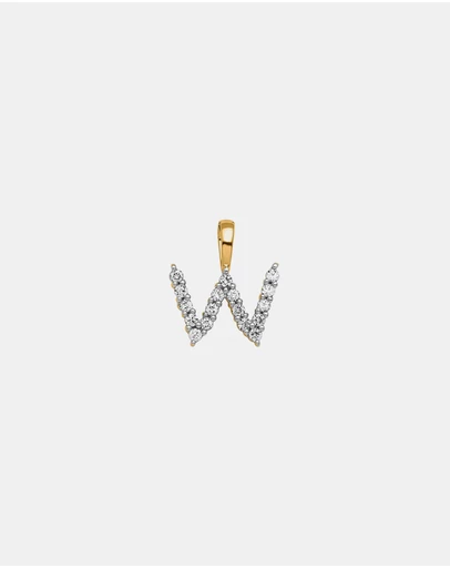 Zoe Olivia - 9K Gold Lab Grown Diamond Initial W Pendant