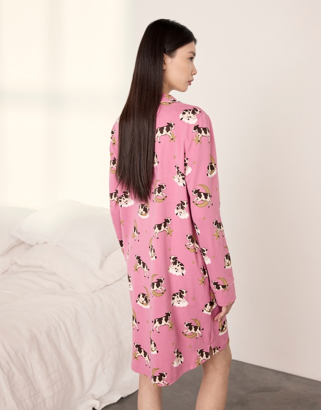 Chelsea Peers - Organic Cotton Cows On Moon Night Shirt