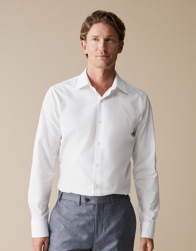 Trenery - Tailored Fit Italian Cotton Poplin Shirt in White