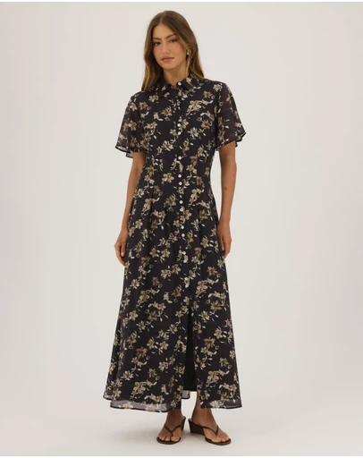 Atmos&Here - Kate Pin Tuck Detail Midi Shirt Dress