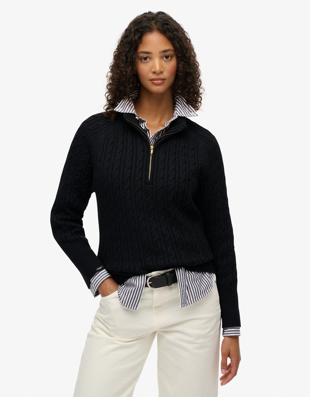 Superdry - Brushed Cable Half Zip Knit