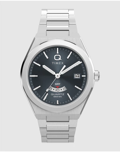 TIMEX - Q Timex® Continental GMT 39mm Stainless Steel Bracelet Watch