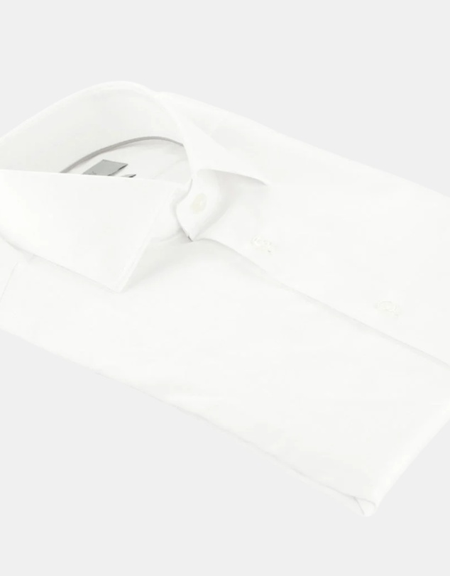 Henry Bucks - HENRY SARTORIAL Contemporary Fit Plain Twill Single Cuff Shirt WHITE