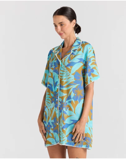 Poolside Paradiso - Kealani Shirt Dress - Caribou