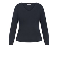 City Chic - Plus size Annie V Neck Top - navy