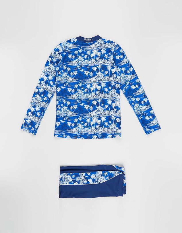 Bluesalt Beachwear - Hawaiian Palms Long Sleeve Rash Top and Matching Jammer Pant Set