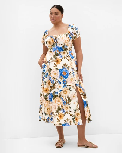 City Chic - Plus size Abbigail Regal Print Maxi Dress - ivory