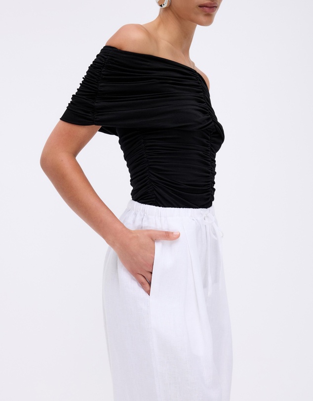 Minima Esenciales - Saffi Mid Rise Wide Leg Linen Pants