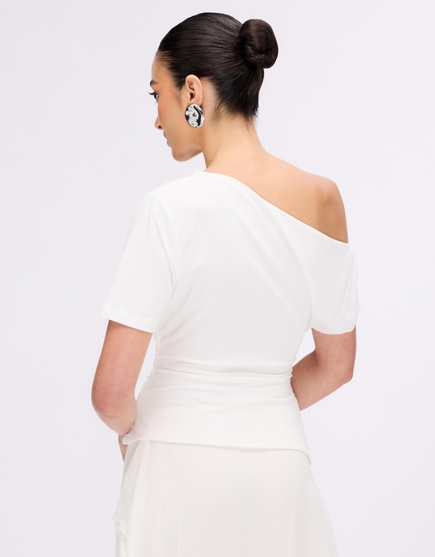 Minima Esenciales - Hayley Off Shoulder Jersey Ruched Top