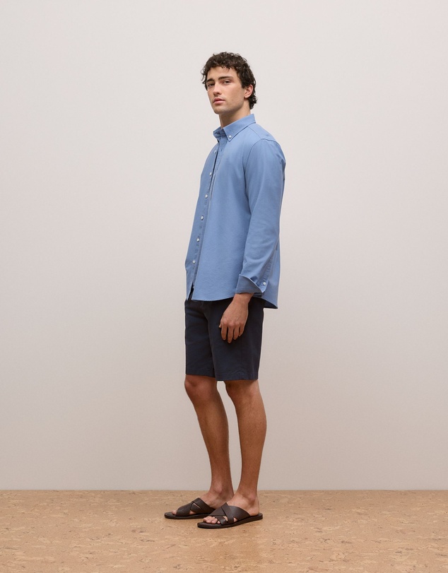 Trenery - Cotton Jacquard Stripe T-shirt in Dusty Blue