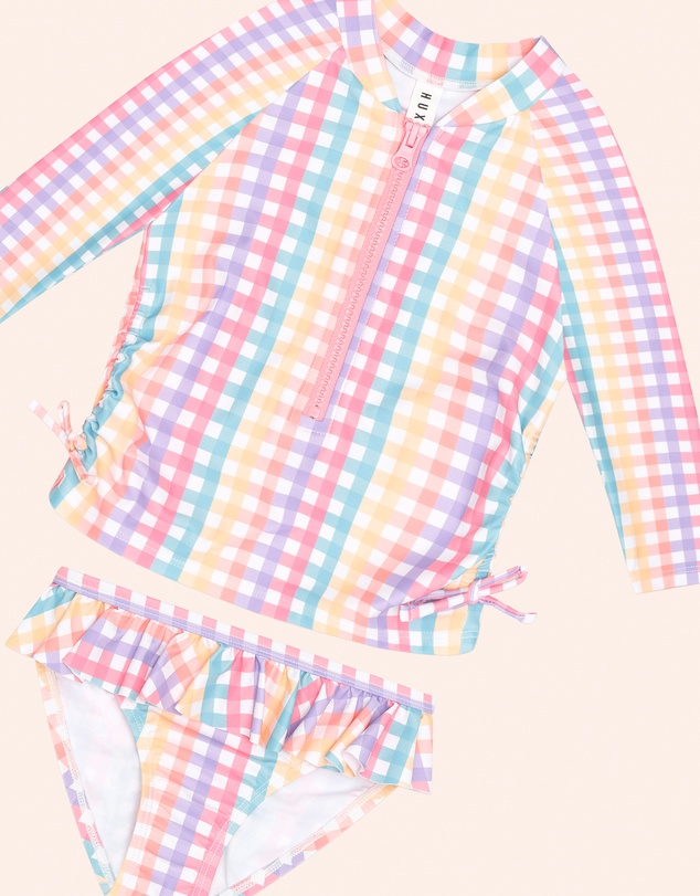 Huxbaby - Rainbow Check Two-Piece Swim Set - Babies-Teens